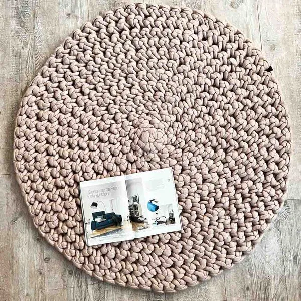 PANAPUFA PANAPUFA Skandinavischer Chunky Wollteppich 100% Wolle, Beige, – Produktbild 3 von 4