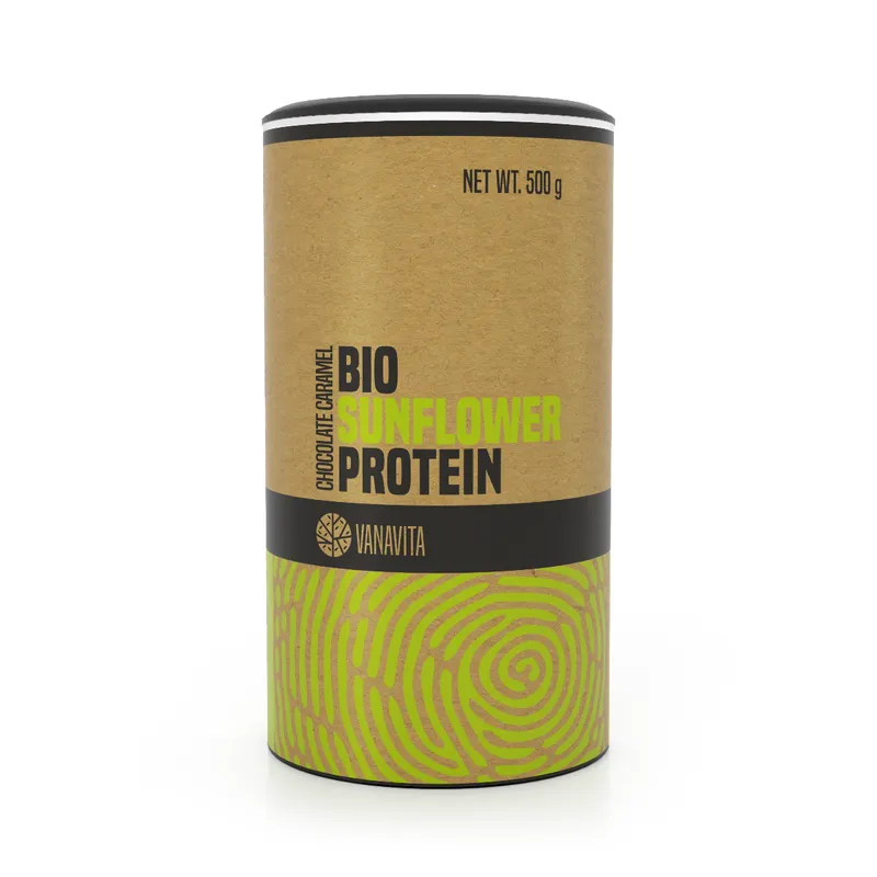 GymBeam Bio VanaVita BIO Sonnenblumenprotein 500 g Schokoladen-Karamell – Produktbild 1 von 1