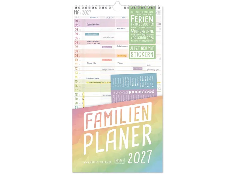 Häfft Häfft Wandkalender, Familienplaner 2027, 5-spaltig, 12 Monate – Produktbild 1 von 1