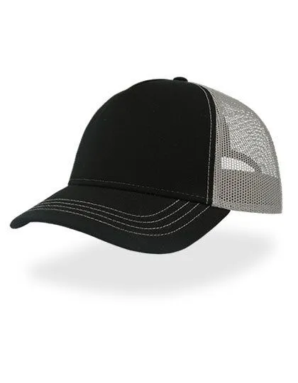 Atlantis Headwear Atlantis Headwear Freizeit-Truckercap aus recyceltem Polyester-Segeltuch, Schwarz/grau, – Produktbild 2 von 2