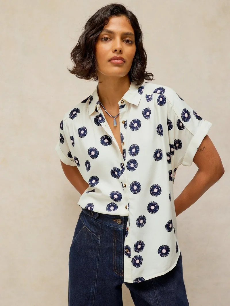 Bluse Orla - 34, Elfenbein print, – Produktbild 3 von 4