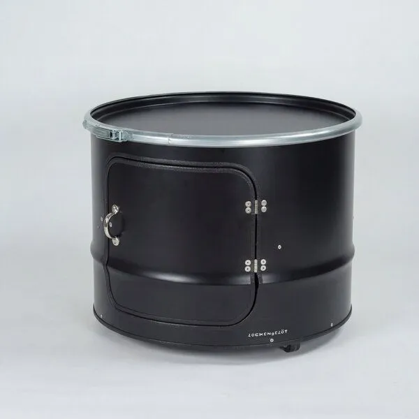 Lockengelöt Lockengelöt Bob Couchtisch aus einem Hamburger Ölfass, Schwarz (gepulvert), – Produktbild 6 von 6