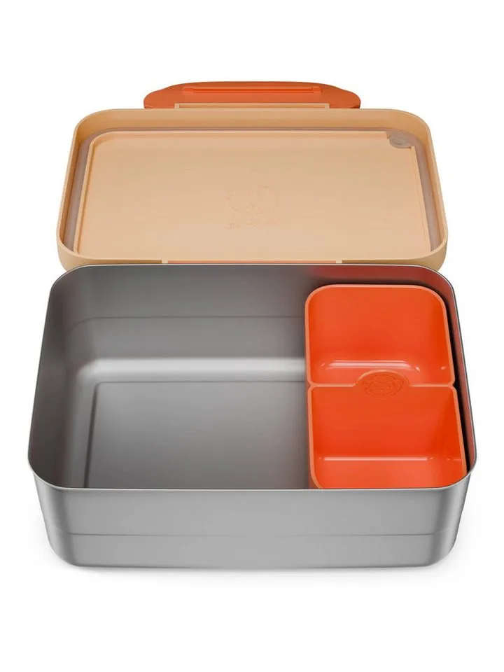 Affenzahn Affenzahn Lunchbox Edelstahl Brotdose, Edelstahl, (Edelstahl Brotdose, 2-tlg., 1x Brotdose, 1x Trennfach), spülmaschinengeeignet bis 45 Grad, Handwäsche empfohlen, Orange, – Produktbild 2 von 4