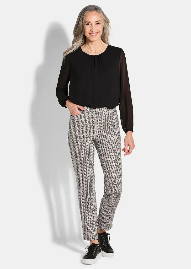 Goldner Druckhose LOUISA in Scuba-Qualität - schwarz / beige / gemustert - Gr. 245 von Goldner Fashion, Schwarz, – Produktbild 2 von 3