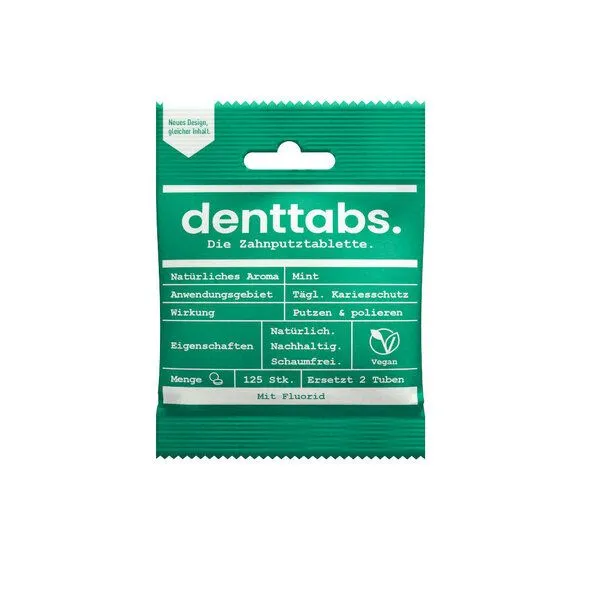 Denttabs DENTTABS Mint (125 Stück) - in den Varianten mit und ohne Fluorid – Produktbild 1 von 6
