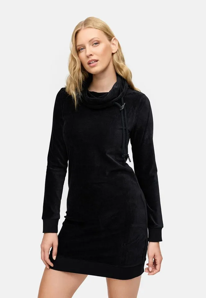 ragwear ragwear Sweatkleid Chloe Velvet stylisches Langarmkleid in Samtoptik, Schwarz, – Produktbild 3 von 4