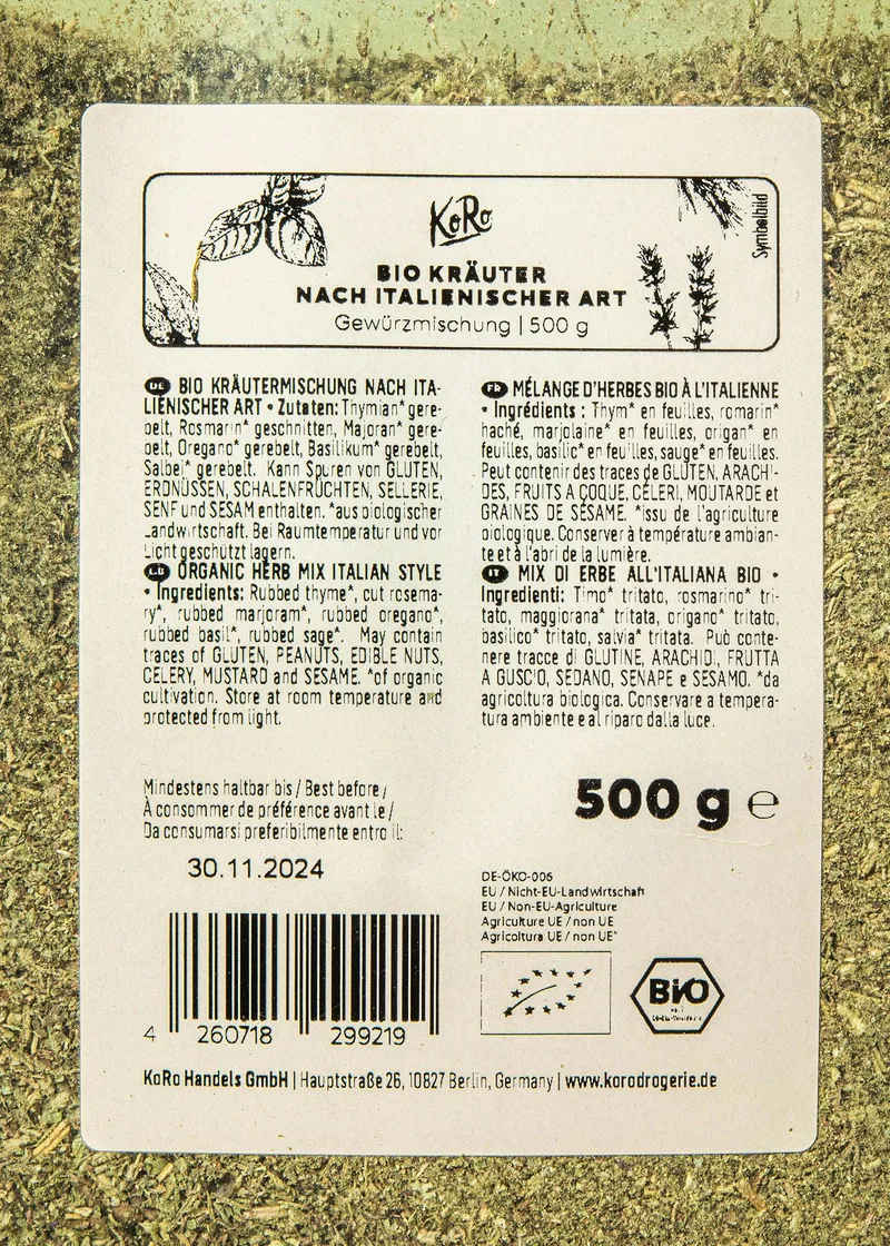 KoRo Bio Kräuter nach italienischer Art | 500 g – Produktbild 3 von 5