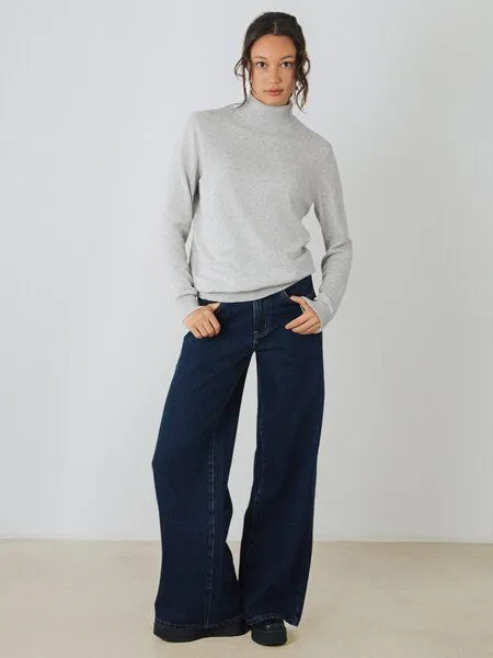 Honest Basics Honest Basics Damen Rollkragenpullover aus 100% Bio-Baumwolle, Stormy, – Produktbild 3 von 4
