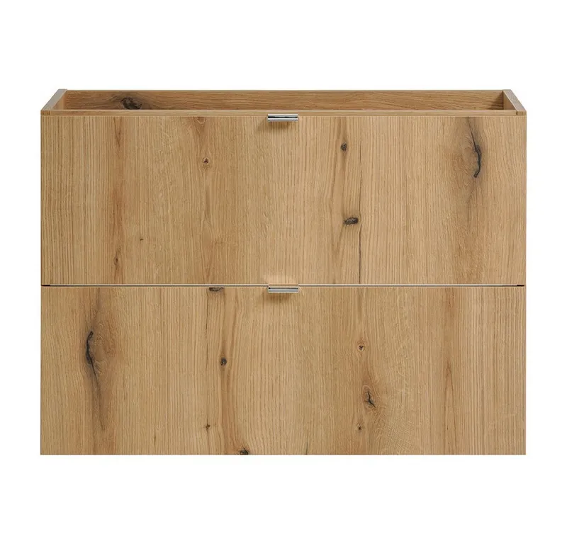 Lomadox Doppelwaschtisch NEWPORT-56-OAK, 160cm, in Eiche, Metallgriffe Chrom glänzend, Braun, – Produktbild 4 von 5