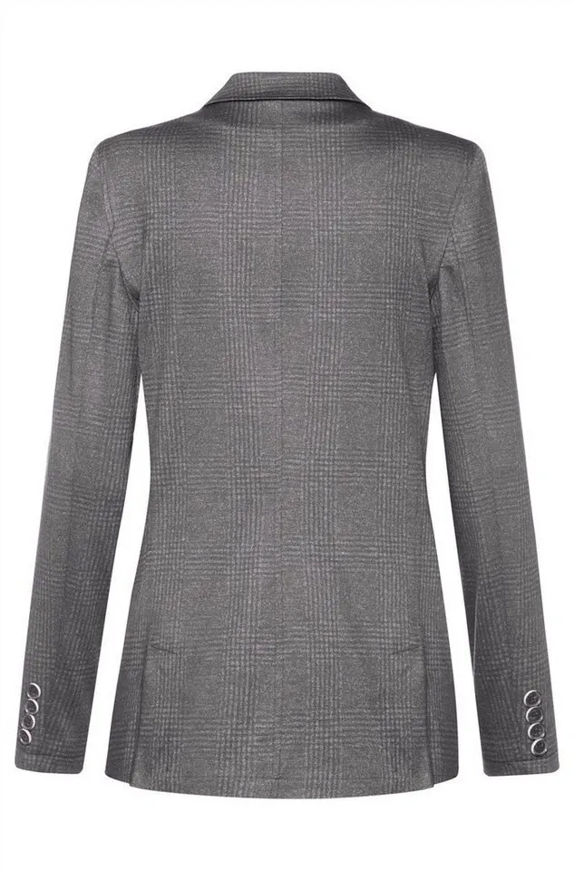 GREIFF GREIFF Longblazer Greiff CASUAL Damen Jersey-Longblazer Regular Hellgrau Glencheck 52, Grau, – Produktbild 3 von 3