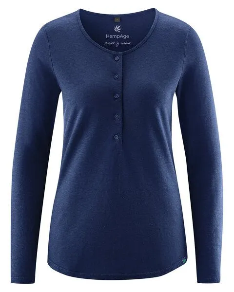 HempAge HempAge Damen Longsleeve Hanf/Bio-Baumwolle, Night (blau), – Produktbild 3 von 4