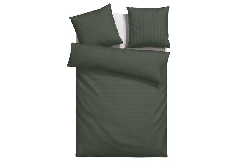 Bruno Banani Bruno Banani Bettwäsche Jassen mit feinen Querstreifen, Biber (135g/m), 2 teilig, moderne Streifen-Bettwäsche, mehrere Qualitäten, auch Premium, Grün, – Produktbild 2 von 5