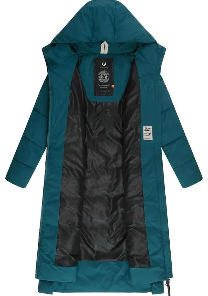 ragwear ragwear Wintermantel Patrise Extralanger Damen Winter Steppmantel mit Gehschlitzen, Grün, – Produktbild 1 von 4