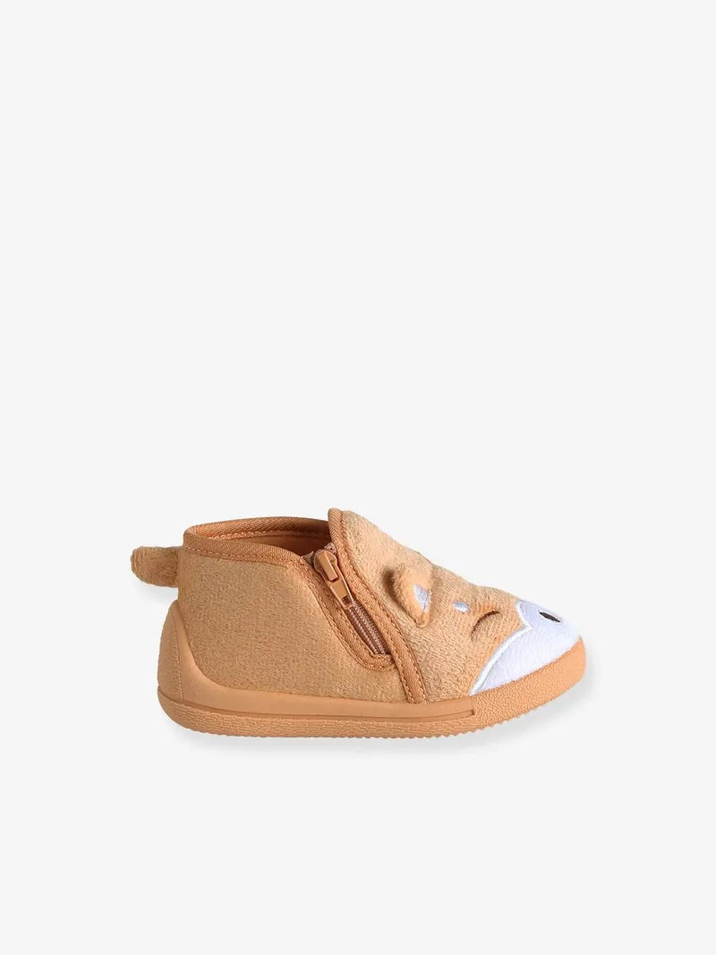 Vertbaudet Baby Stoff-Hausschuhe mit Reißverschluss, Orange fuchs, – Produktbild 3 von 4