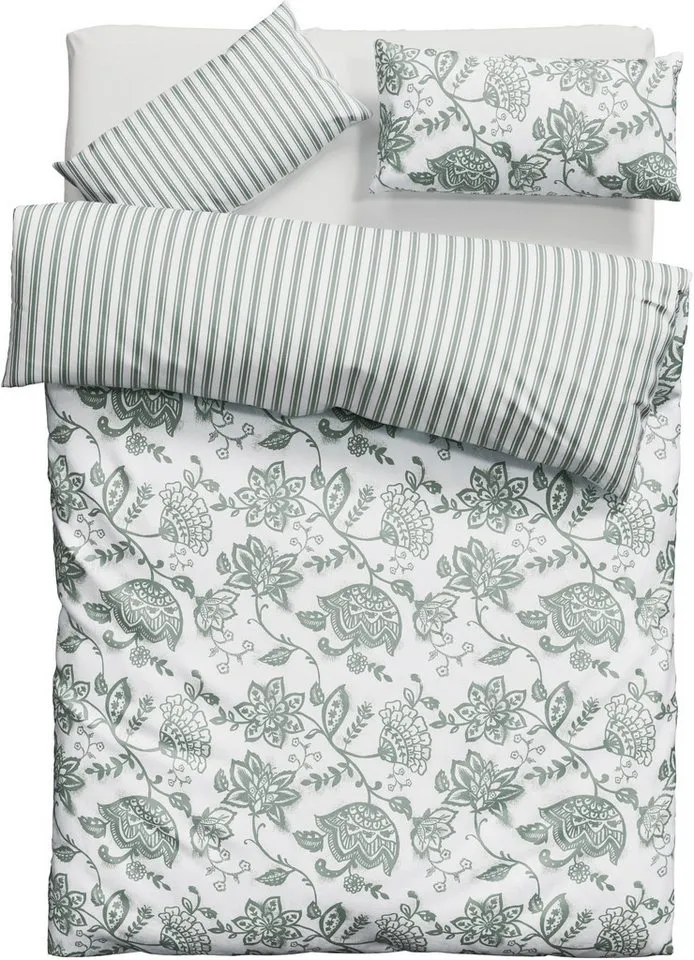 OTTO home Bettwäsche Nordby, Flanell, 2 teilig, Bettwäsche aus Baumwolle, skandinavisches Design, ab Größe 135x200 cm, Grün, – Produktbild 6 von 7