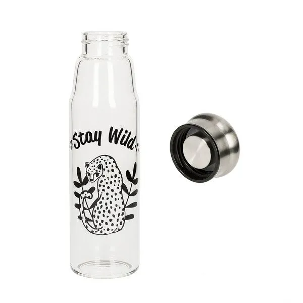 elasto elasto Glasflasche 0,55 Liter Trinkflasche Borosilikatglas mit Neoprentasche, Staywild, – Produktbild 3 von 4