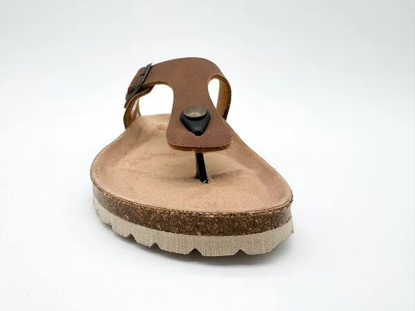 thies Vegane thies ® Eco Bio Thong Sandale aus rec. PET mit Kork-Tieffussbett, Cinnamon, – Produktbild 3 von 4