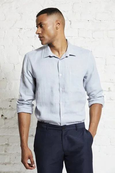 Wunderwerk Wunderwerk Metro shirt linen male, Blau (608 - light sky), – Produktbild 1 von 2