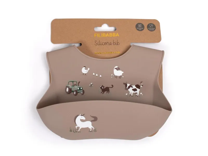 Filibabba Filibabba Lätzchen aus Silikon Maße 23 x 28 x 2,8 cm, Grau, – Produktbild 2 von 2