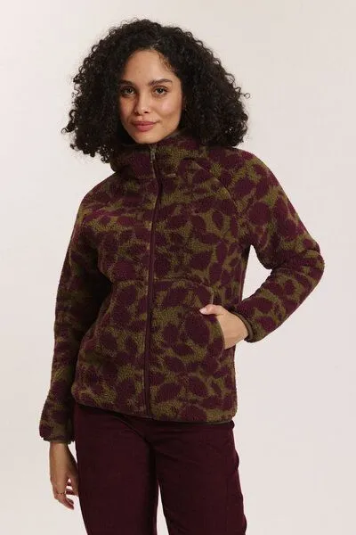 Tranquillo Tranquillo Teddy-Fleecejacke Alinaa mit recyceltem Polyester - burgundy botanics – Produktbild 4 von 6