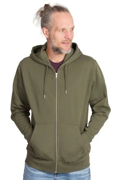 Life-Tree Life-Tree Zipper aus Biobaumwolle Unisex "Olive Tree" in Khaki – Produktbild 4 von 5