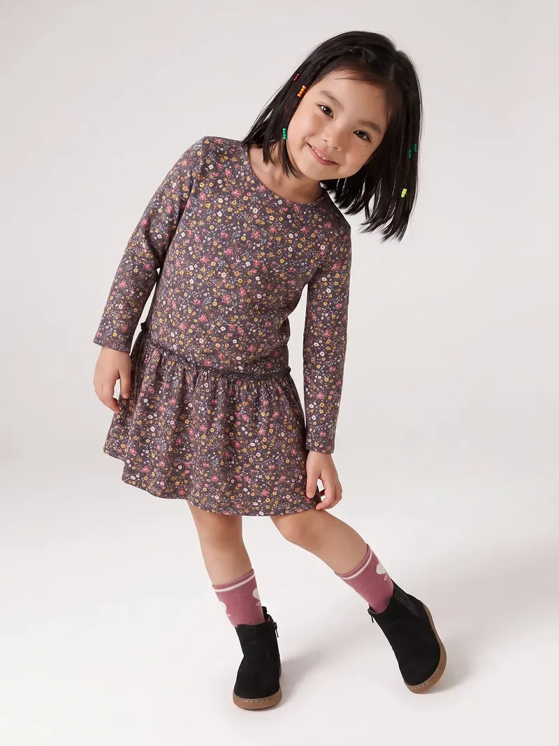 Vertbaudet Mädchen Kleid BASIC, Anthrazit, – Produktbild 1 von 3