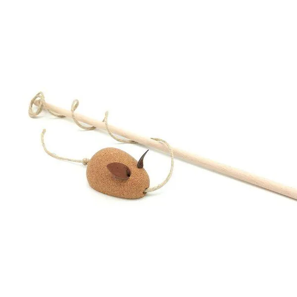 Kork-Deko Kork-Deko Katzenangel mit Korkmaus & Hanfseil | Natur Katzenspielzeug Made in Germany – Produktbild 4 von 4