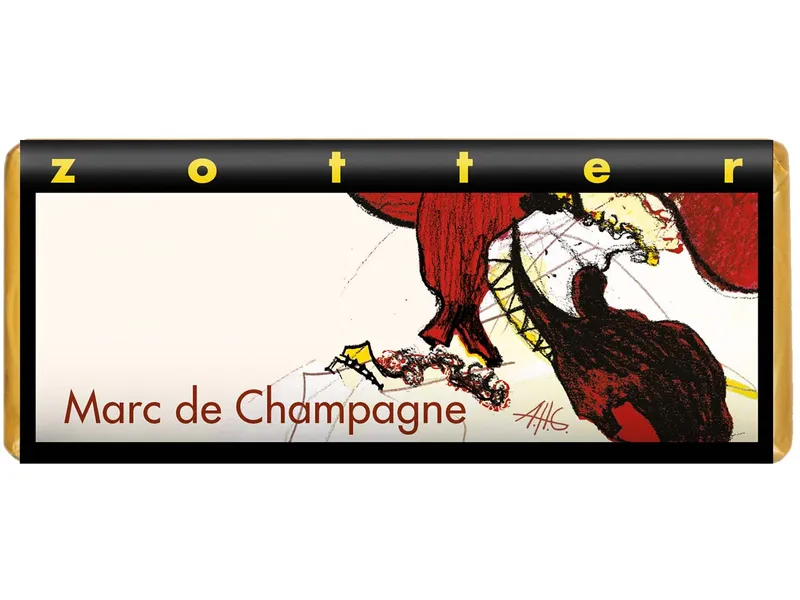 Zotter Bitterschokolade mit Marc de Champagne, handgeschöpft – Produktbild 1 von 2