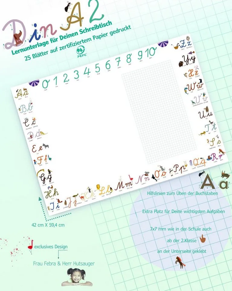 Close Up Schreibtischunterlage ABC Schreibtischunterlage Schreibschrift zum Abreißen – Produktbild 4 von 5