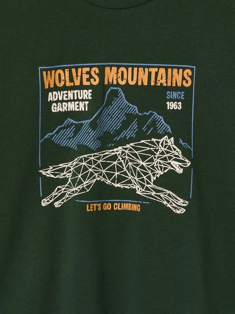 Vertbaudet Shirt mit Tierprint Jungen, Grün, – Produktbild 3 von 7
