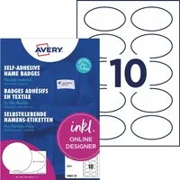 Avery Zweckform Avery Zweckform Selbstklebende Namens-Etiketten Inkjet "J4882" 200 Stk. oval 85x50mm, weiß – Produktbild 1 von 1
