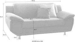 TRENDMANUFAKTUR 2-Sitzer Rondo 178 cm, 2-Sitzer, komfortabel, Federkern optional, Chromfüße, Couch wahlweise mit Federkern und in verschiedenen Bezügen bestellbar – Produktbild 1 von 1