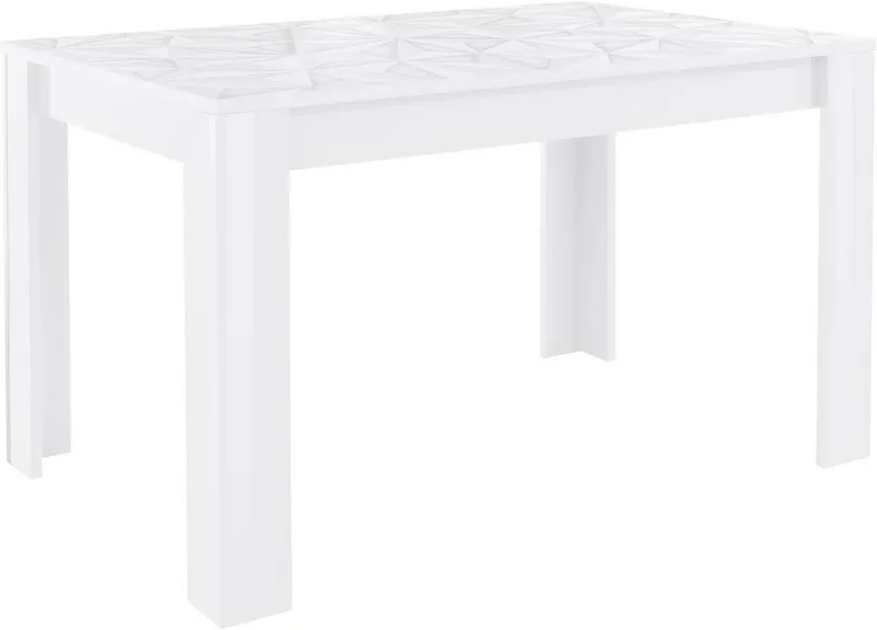 Home affaire Esstisch Prisma 137x90 cm, Esszimmertisch, ausziehbar, erweiterbar auf 185 cm, rechteckig,Tischplatte Stärke 22 mm u. mit elegantem Siebdruck, Weiß, – Produktbild 1 von 5