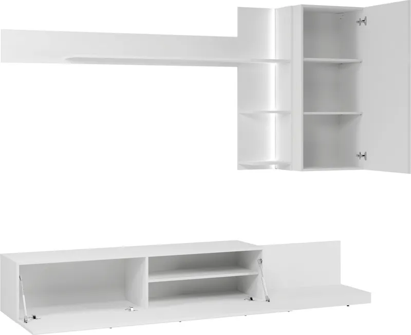 OTTO home Wohnwand BRISTOL, (4-teilig), inkl. Beleuchtung, Weiß, – Produktbild 3 von 5