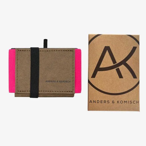 ANDERS & KOMISCH ANDERS & KOMISCH Mini Pro Slim Wallet mit Münzfach - Kleines smarte Portemonnaie Braun, Pink, – Produktbild 4 von 4
