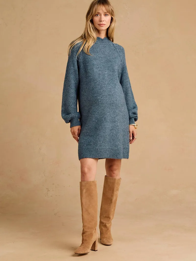 Envie De Fraise Strickkleid mit verdeckten Stillöffnungen, Graublau, – Produktbild 1 von 4