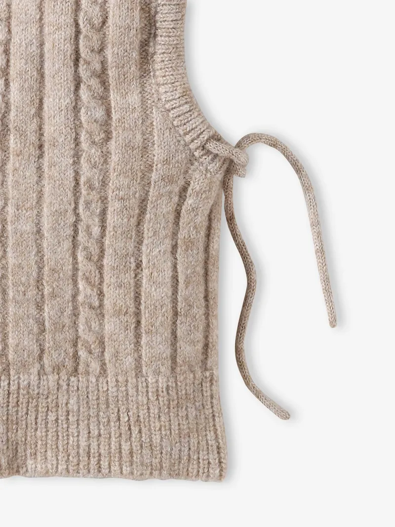 Vertbaudet Mädchen Schalmütze aus Zopfstrick, Beige meliert, – Produktbild 4 von 4