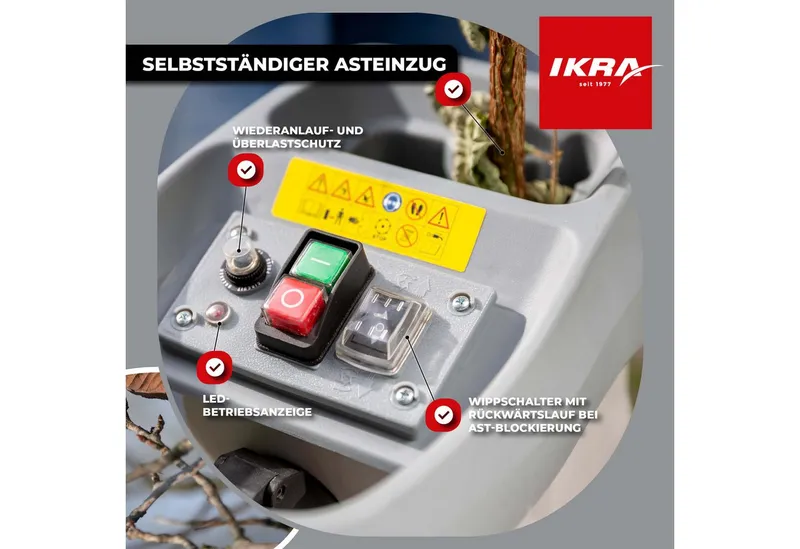 ikra GmbH Häcksler ILWH 3000, 4,5 cm max. Astdurchmesser, 3000 Watt, Walzentechnik, Siegel Blauer Engel – Produktbild 4 von 5