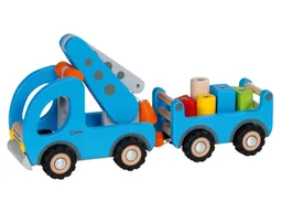 Goki goki Kranwagen aus Holz mit Anhänger, 7-teilig, bunt lackiert Maße 32 x 9 x 16 cm – Produktbild 1 von 1