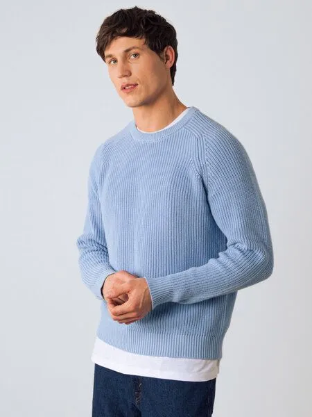 Honest Basics Honest Basics Herren Strickpullover aus 100% Bio-Baumwolle, Eisblau, – Produktbild 2 von 4