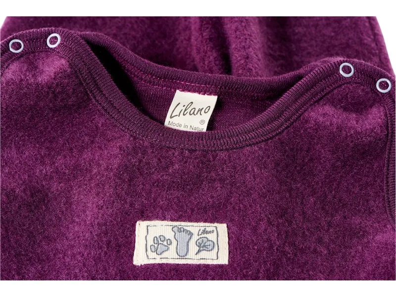 Lilano Lilano Baby Strampler mit Fuß Bio-Merinowolle Wollplüsch beere Gr.68, Lila, – Produktbild 2 von 2