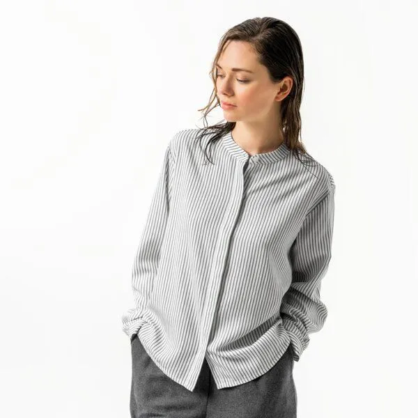 Living Crafts Living Crafts Hemdbluse - ULINA, White/grey stripe (mehrfarbig), – Produktbild 1 von 3