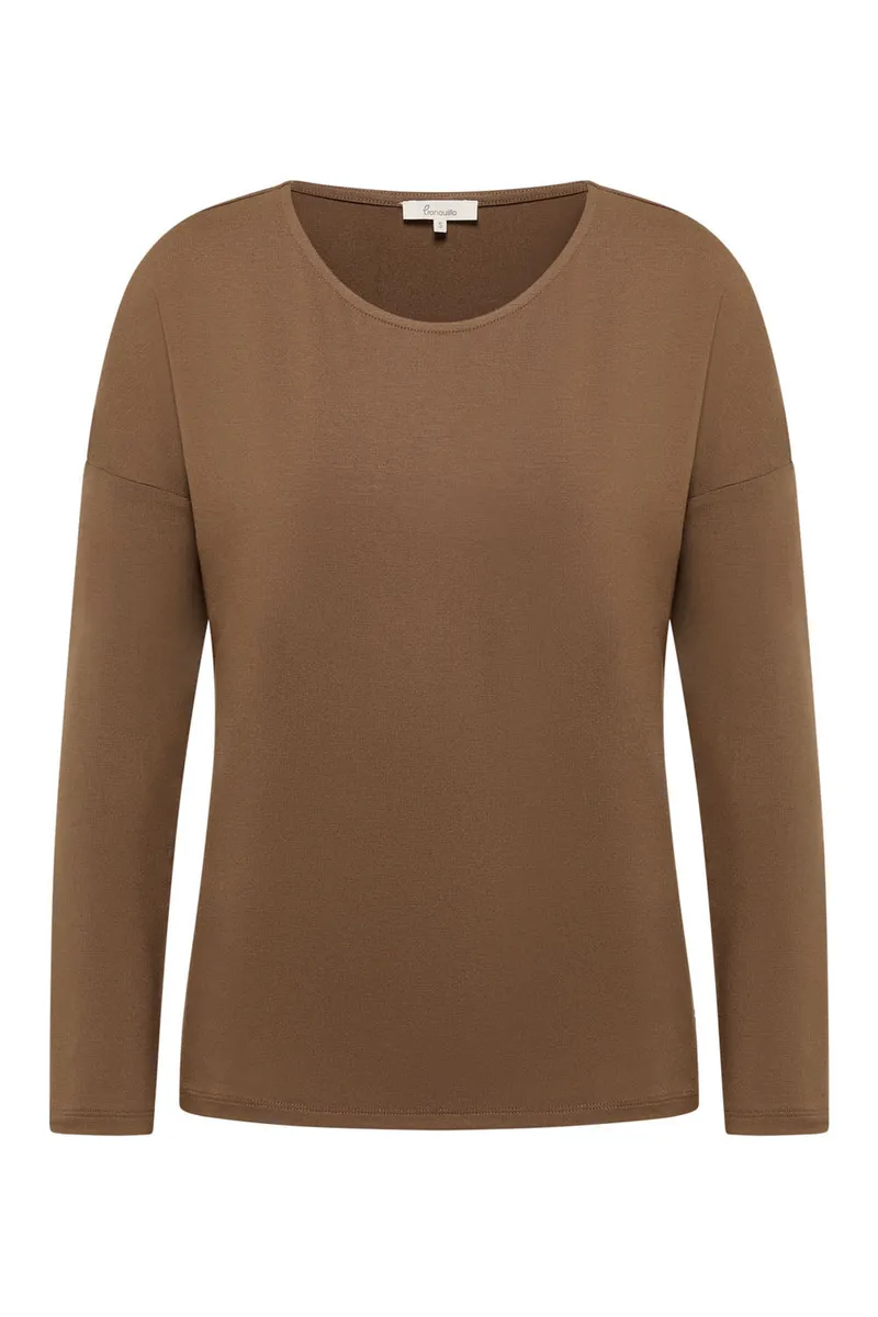 Tranquillo Basic-Shirt Felicee aus Viskose - taupe / M – Produktbild 1 von 6