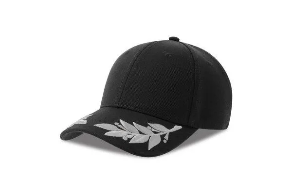 Atlantis Headwear Atlantis Headwear Damen / Herren Cap Muster Winner Lorbeerblätter auf Schirm, Schwarz, – Produktbild 2 von 3