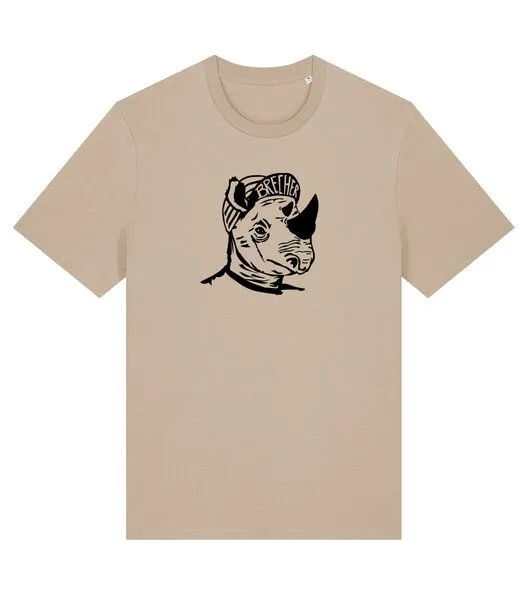 päfjes päfjes Nashorn der Brecher Fahrrad Gravel - Unisex Männer Bio Unifarben T-Shirt, Desser dust (braun), – Produktbild 1 von 4