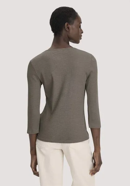 hessnatur hessnatur Boatneck Shirt Slim aus Bio-Baumwolle, Silbergrün, – Produktbild 2 von 4