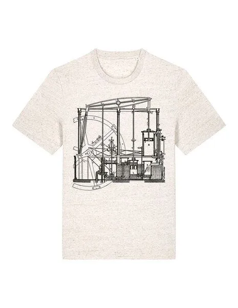 UNIPOLAR UNIPOLAR Maschinenbau T-Shirt | Dampfmaschine, Eco-heather (natur), – Produktbild 3 von 4