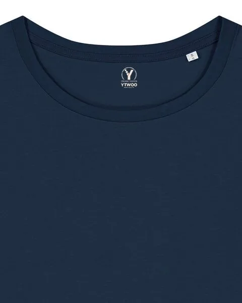 YTWOO YTWOO Damen-Scoop-Neck-T-Shirt aus Bio-Baumwolle, Navyblau, – Produktbild 4 von 4