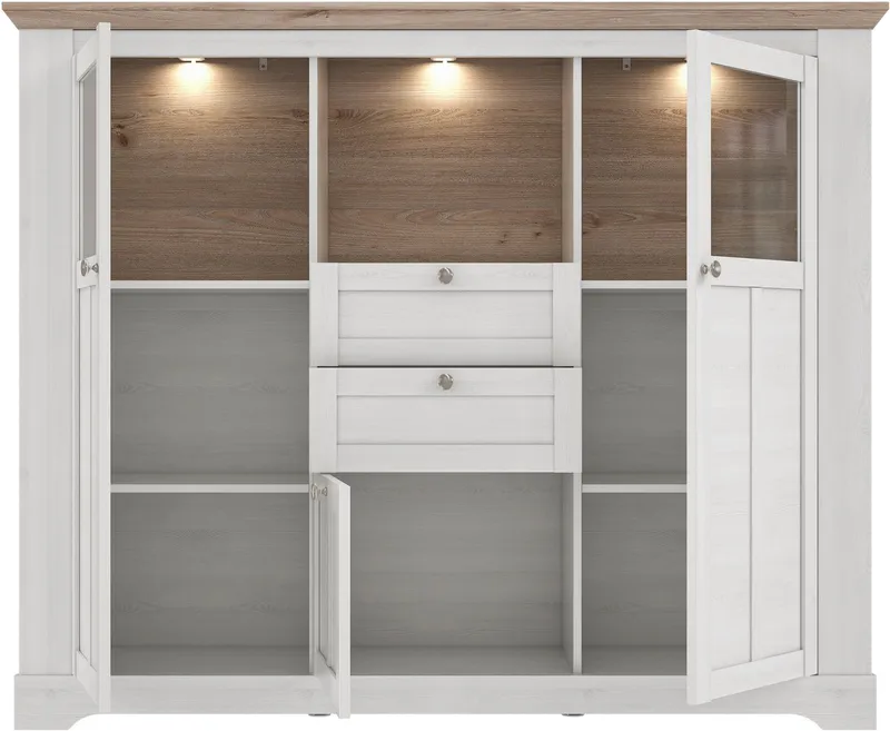 FORTE Highboard Iloppa, Höhe ca. 136 cm, Weiß, – Produktbild 3 von 5