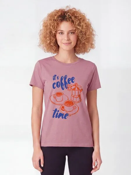 watapparel watapparel T-Shirt Frauen Its coffee time, Brown, – Produktbild 2 von 2